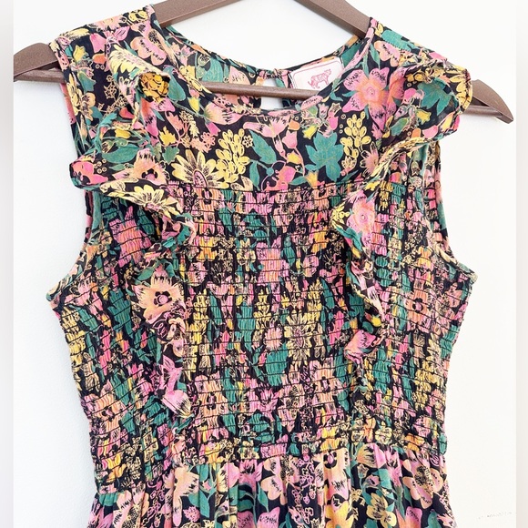 Banjanan Iris Maxi Dress; Black, Gold, Pink Floral - Picture 2 of 7